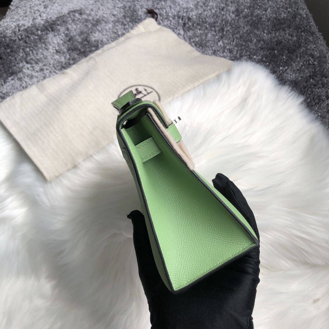 에르메스 미니 켈리백22 아보카도그린 은장